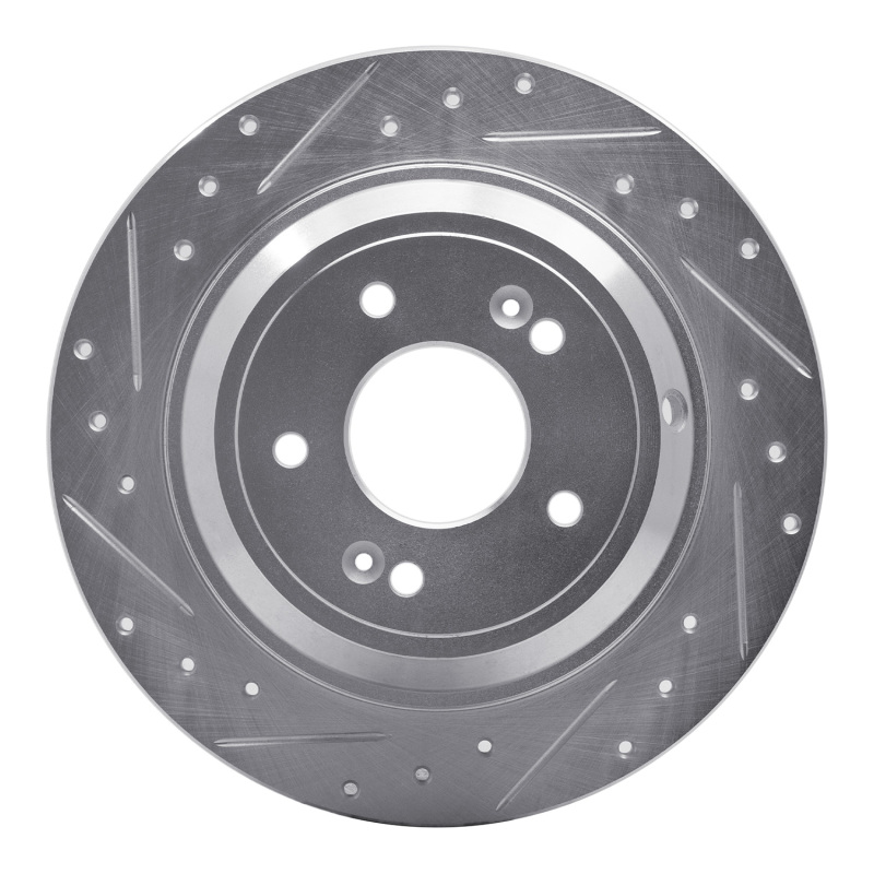 Genesis G80 Brake Rotor (1) - Rear Left - R1 Concepts - Drilled & Slotted - Silver - `09-`20
